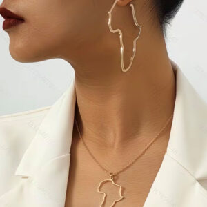 Gold Africa Necklace & Earrings Set